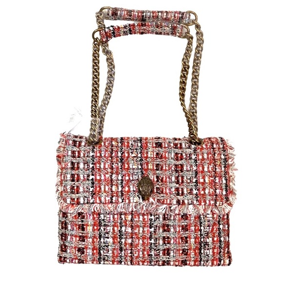🚫SOLD🚫 Kurt Geiger XL Orange Tweed Fringe Lined Crossbody Shoulder Kensington - Picture 2 of 12